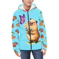thumbnail image 1 of Psesaysky Zip-Up Hoodie Sweatshirt Girls Kids Teens Capybara Butterfly Lightweight Long Sleeve Hooded Jacket with Pockets Cute Teen Girl Boy Clothes 14-16 Years, 1 of 7