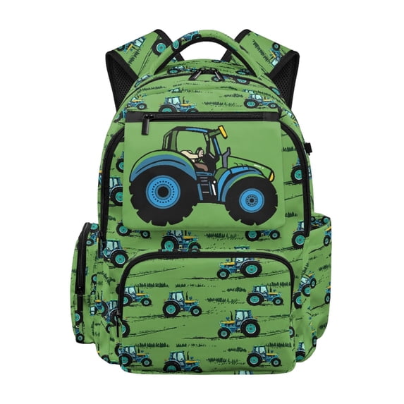 Psesaysky traspirante Elementary Backpack for Daily Commute School, Polyester Multi-Pocket Bookbag, Tractor Field Pattern