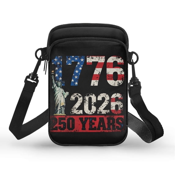 Psesaysky with Crossbody Strap Shoulder Bag for Travel Daily Use, Polyester Portable Cellphone Crossbody Purse, Statue Of Liberty 1776