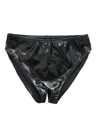 Women's Kinky Open Crotch Knickers In Shiny Pvc Black Panties  Chain(1pcs-black