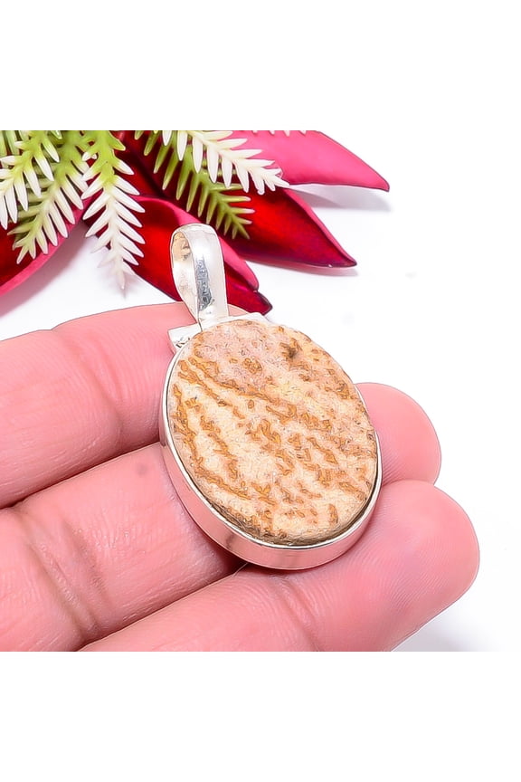 Psilomelane Dendrite - Germany Gemstone 925 Sterling Silver Pendant 1.72" P53