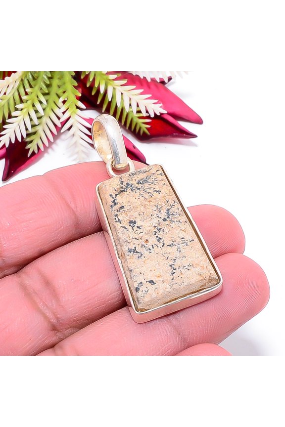 Psilomelane Dendrite - Germany Gemstone 925 Sterling Silver Pendant 1.76" P64