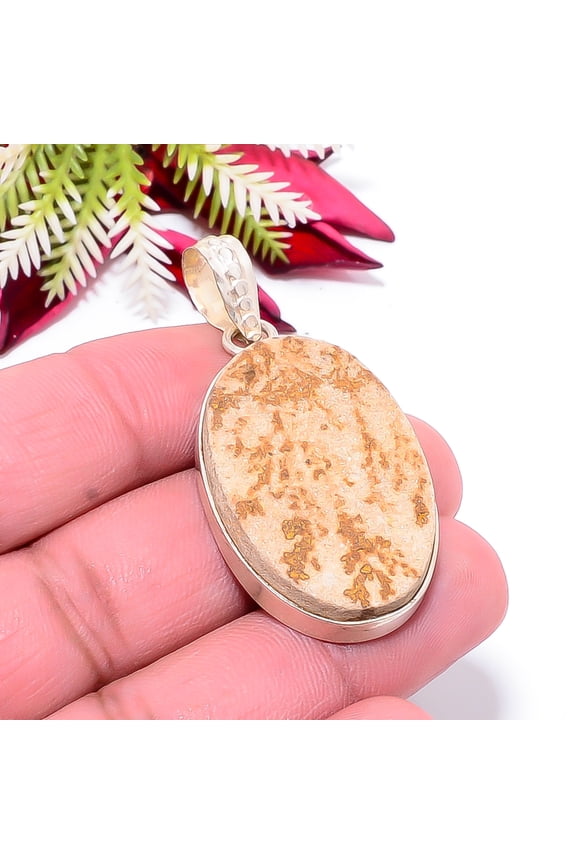 Psilomelane Dendrite - Germany Gemstone 925 Sterling Silver Pendant 1.95" P81