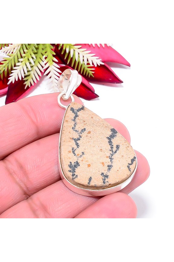 Psilomelane Dendrite - Germany Gemstone 925 Sterling Silver Pendant 2.15" P60