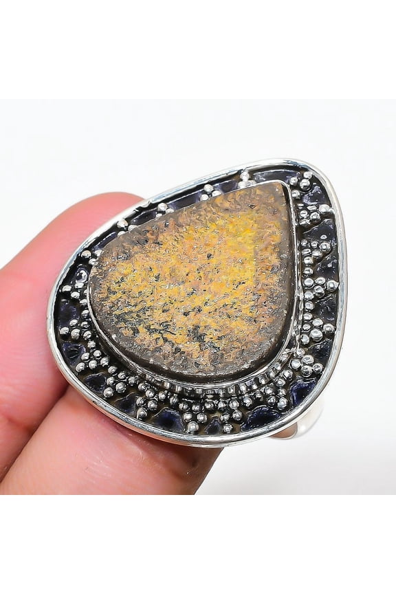Psilomelane Dendritic Gemstone 925 Sterling Silver Jewelry Ring Size 9
