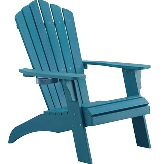 Psilvam Adirondack Chair, Oversized Poly Lumber Fire Pit Chair with Cup Holder, 350Lbs Support Patio Chairs for Garden, Weather Resistant Outdoors Seating, Relaxing Gift for Father & Mother (1,Blue)