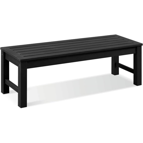 Psilvam Knight , Two Person Outdoor Poly Lumber Patio Backless , Weatherproof Garden That Never Rot and Fade, Suit for Garden, Porch and Park (Black)