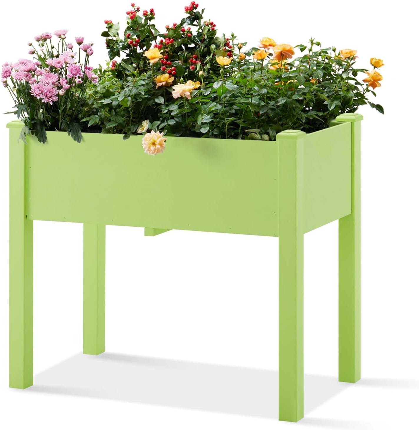 Psilvam Raised Garden Bed with Legs, Poly Lumber Raised Planter Box