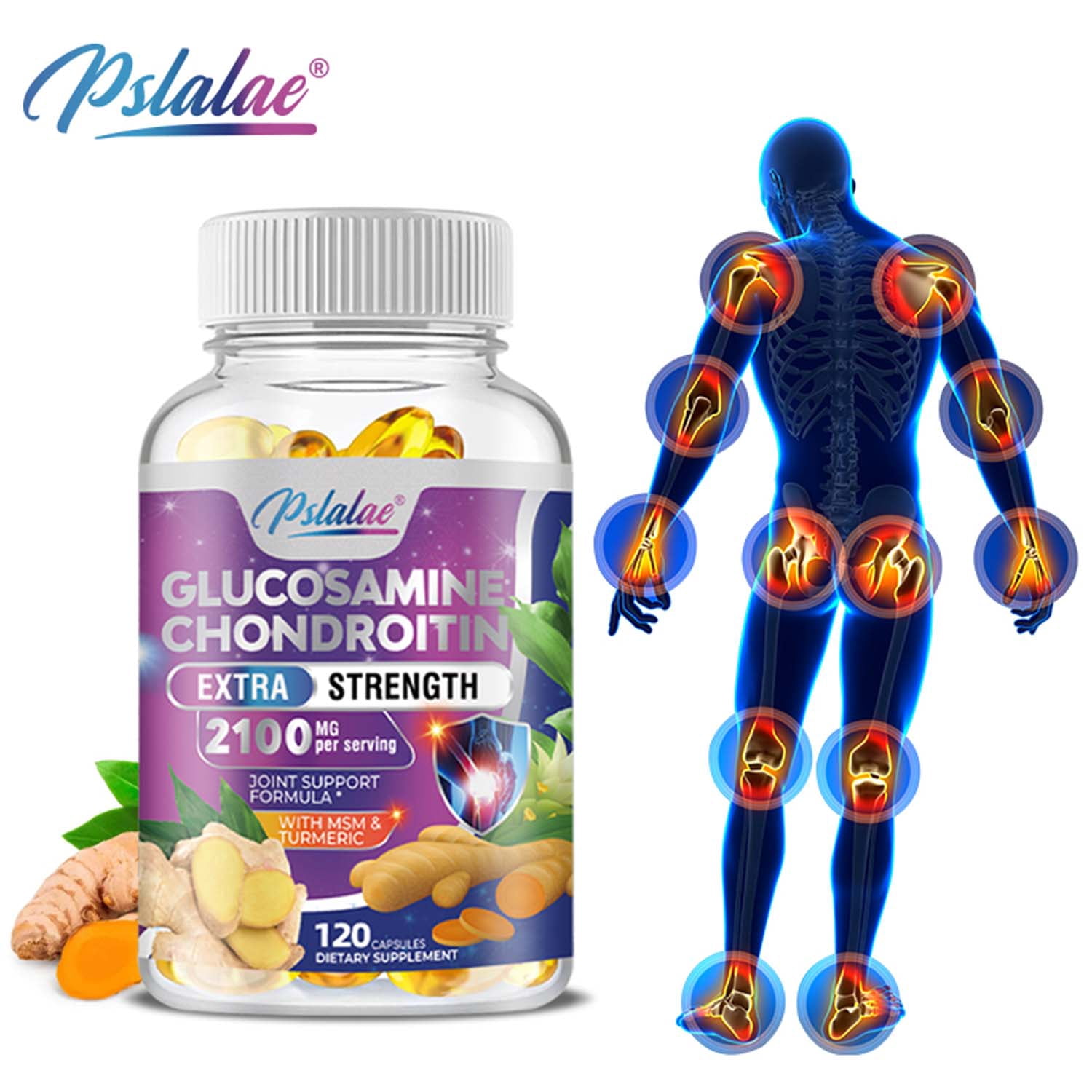 Pslalae Glucosamine Chondroitin Turmeric MSM 2100mg Triple Strength