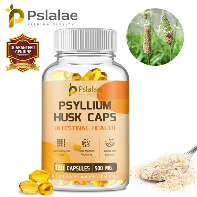 Pslalae Psyllium Husk Caps 500mg Soluble Fiber Promotes Bowel Health and Regularity 120