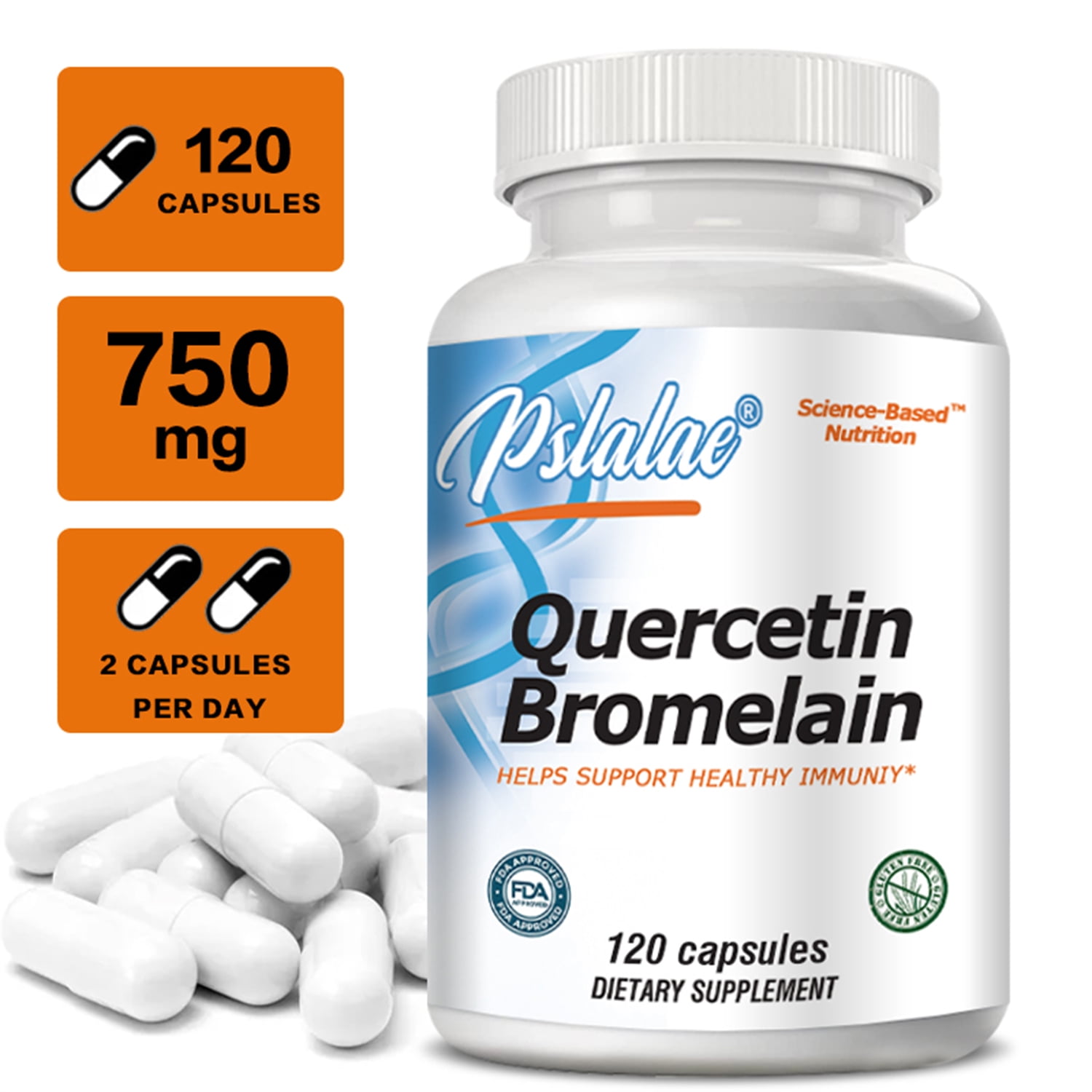 Pslalae Quercetin Bromelain Capsules Immune Booster, Heart Health