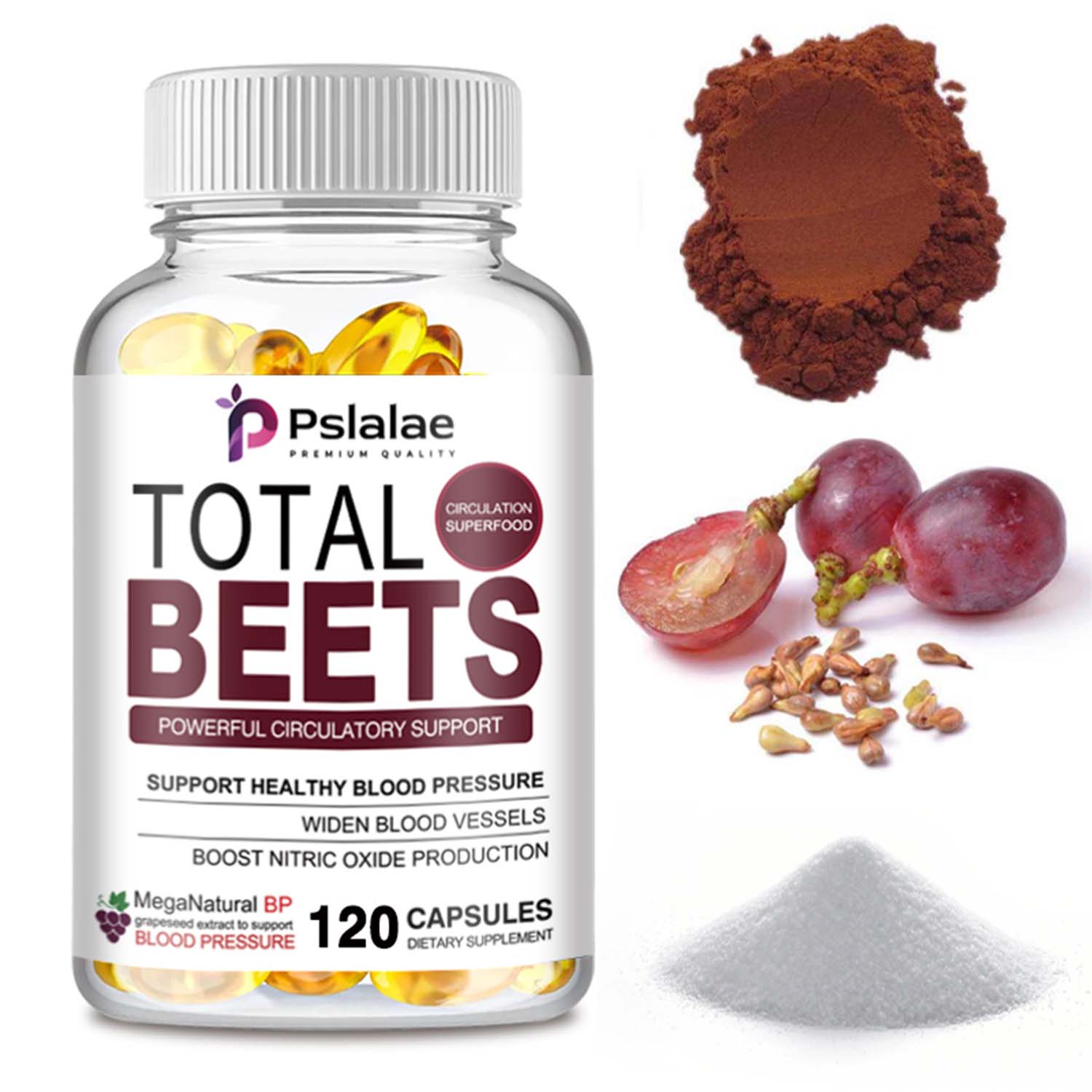 Pslalae Total Beets 2060mgBetaine Nitrate Healthy Circulation,Blood Pressure Support(30/60