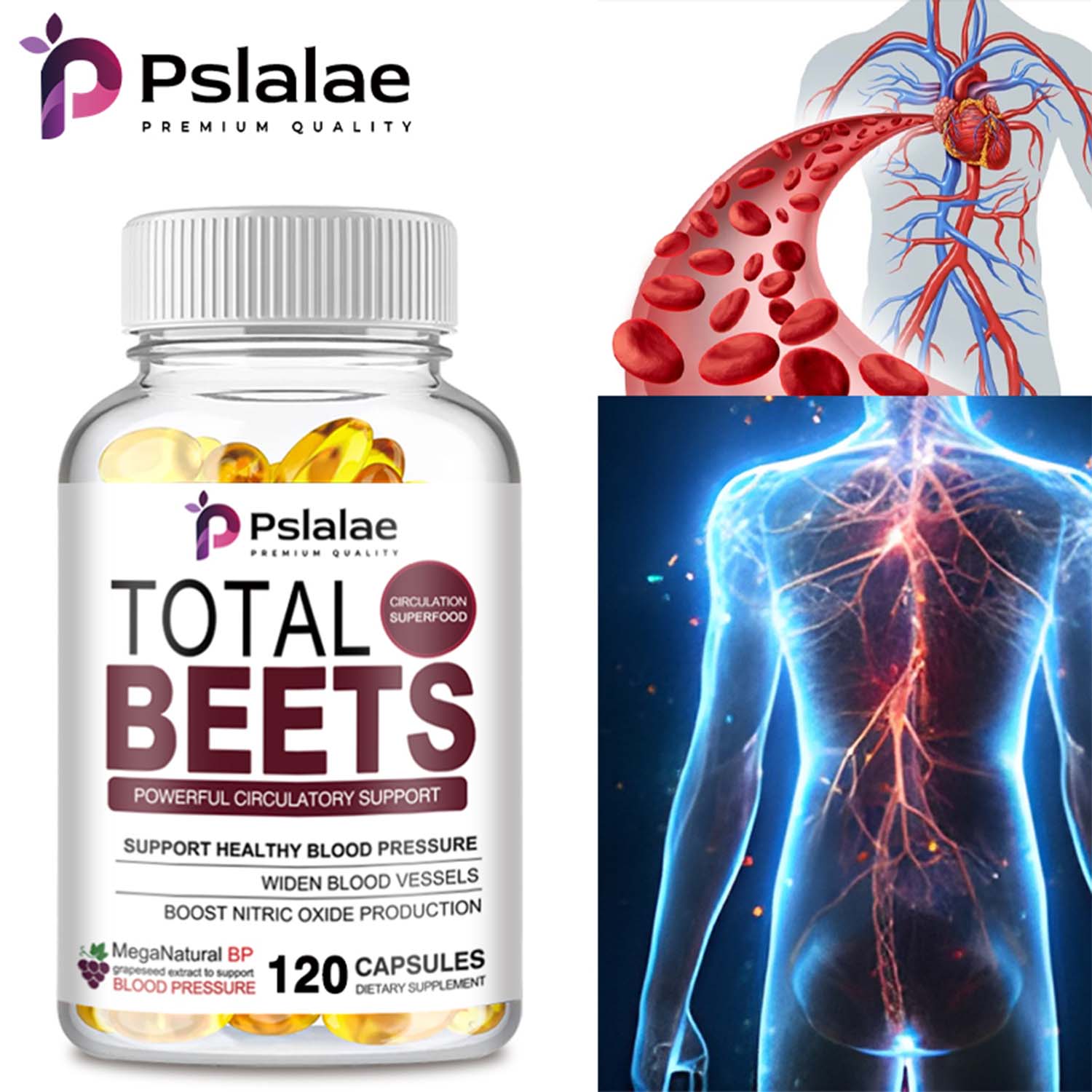 Pslalae Total Beets Capsules Healthy Circulation, Blood Pressure