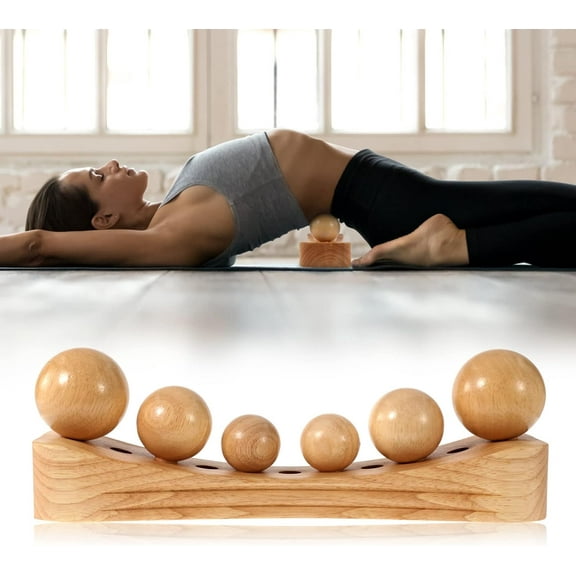 Psoas Release Tool Muscle Release Tool Trigger Point Wood Therapy Massage Tools Pressure Point Massage for Release Neck Back Pain Trigger Point Physical Therapy with 6 Massage Head