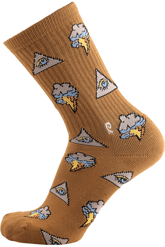 Eye Cloud Crew Socks Tan
