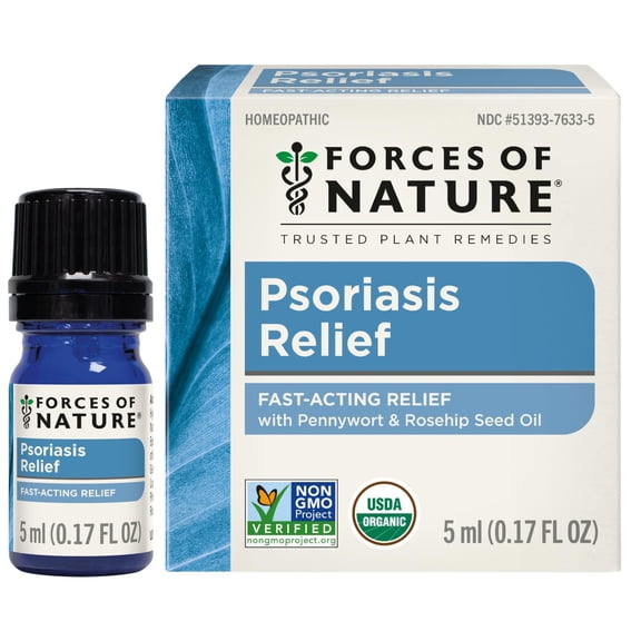 Forces of Nature Psoriasis Relief 5ml, Plant-Based, Organic, Restoring Remedy for Itching, Scaling, Redness