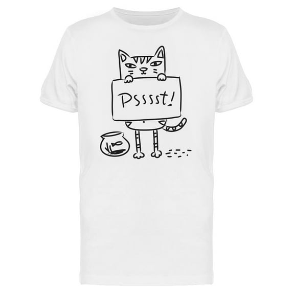 Psssst! Cat Witht Sign T-Shirt Men -Image by Shutterstock, Male 3X-Large
