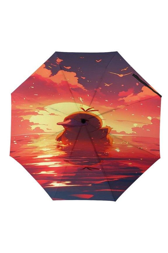 Psy-duck Umbrella for Adults Teens Kids, Lightweight Windproof Anti Rain Folding Telescopic Umbrella for Travel School Work