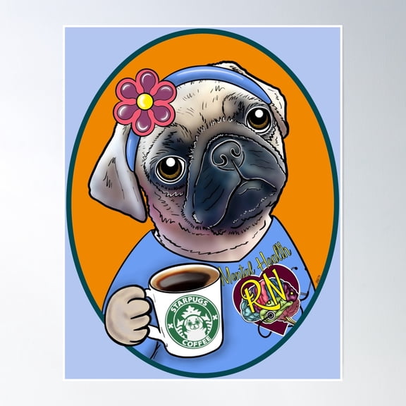 Psych Nurse Puggy Poster Wall Art, Modern Wall Decor, 12x18 UNFRAMED