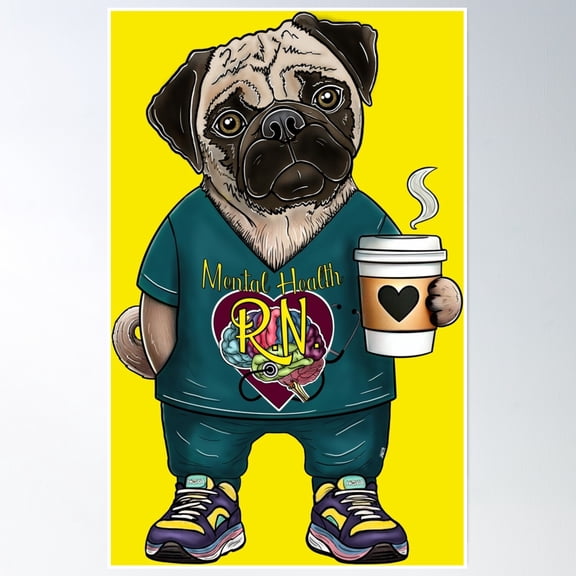 Psych Nurse Puggy Poster Wall Art, Modern Wall Decor, 16x24 UNFRAMED
