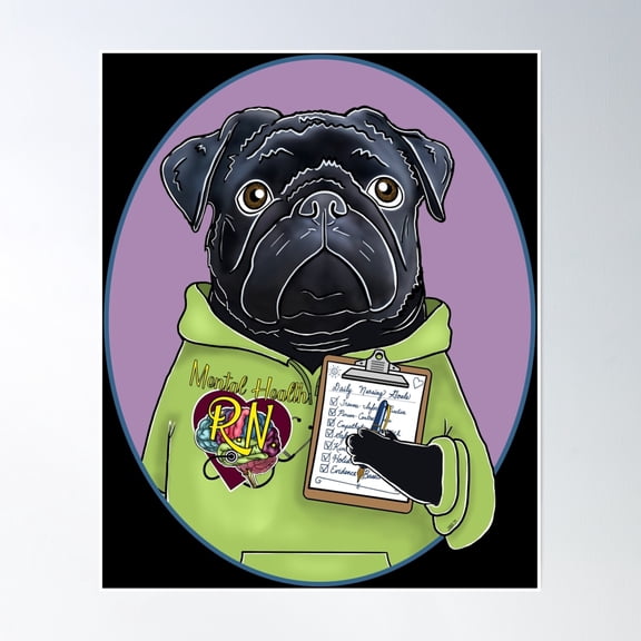 Psych Nurse Puggy Poster Wall Art, Modern Wall Decor, 24x36 UNFRAMED