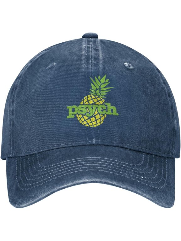Psych Pineapple Hat Adjustable Baseball Cap Dad Cap Unisex Hat Navy Blue