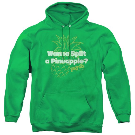 Psych Pineapple Split Adult Pullover Hoodie Sweatshirt Kelly Green