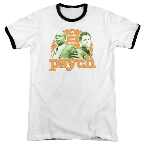 Psych Predictable Adult Ringer T-Shirt White Black