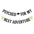 thumbnail image 1 of Psyched for My Next Adventure Banner - Psychologist Graduation Decorations, Psych Major Psych Degree Graduation Party Decor Black Glitter, 1 of 7