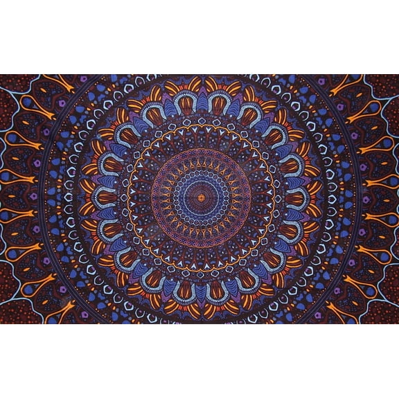 Psychedelic 3-D Tapestry Cotton Wall Hanging 90" x 60" Single Multi Color