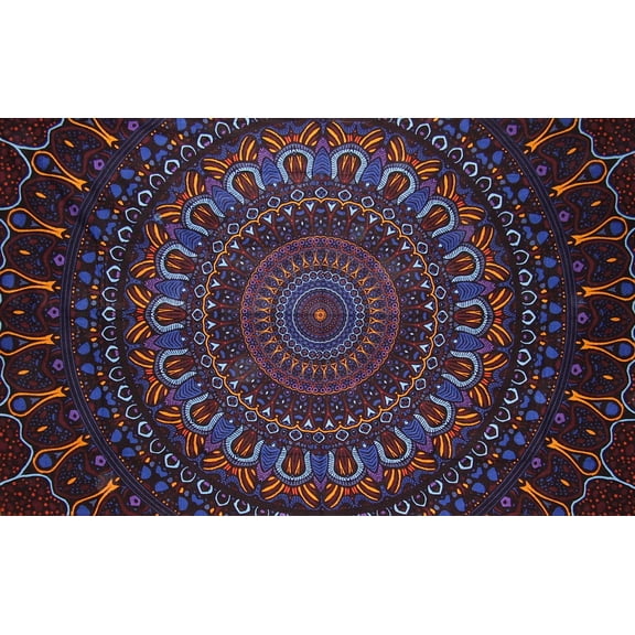 Psychedelic 3-D Tapestry Cotton Wall Hanging 90" x 60" Single Multi Color