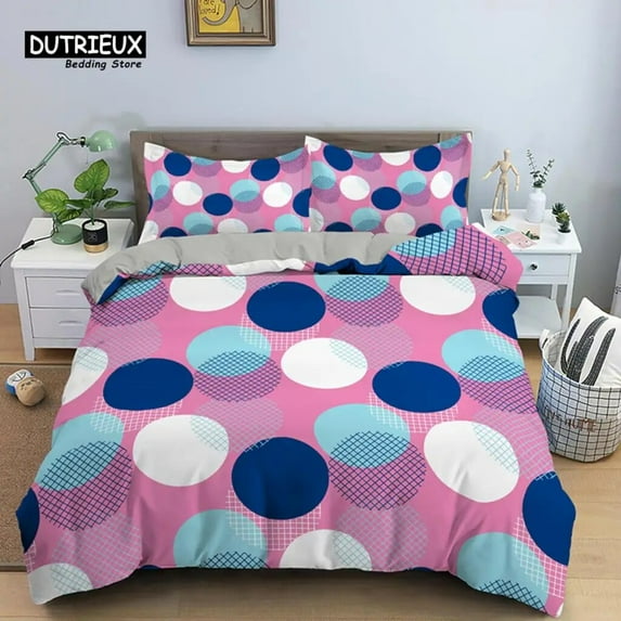 Psychedelic 3D Geometric Duvet Cover Modern Retro Neon Bedding Set Microfiber Colorful Abstract Quilt Cover Full For Kids Teen