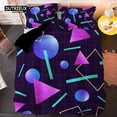 thumbnail image 1 of Psychedelic 3D Geometric Duvet Cover Modern Retro Neon Bedding Set Microfiber Colorful Abstract Quilt Cover Full For Kids Teen, 1 of 5