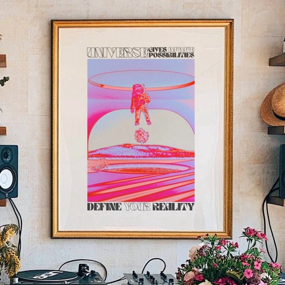 Psychedelic 70s Retro Gradient Art Print for Home Decor UNFRAMED Poster