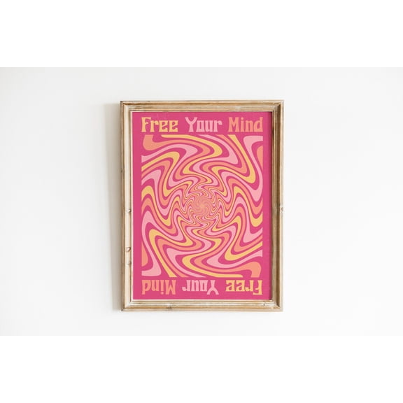 Psychedelic 70s Retro Home Art, Stretched Canvas 8x10in