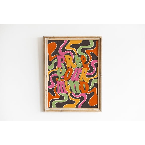 Psychedelic 70s Retro Trippy Art, Stretched Canvas 16x20in