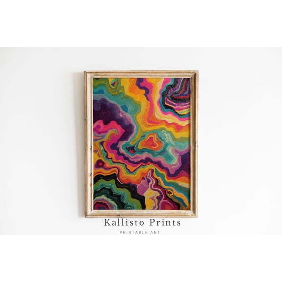 Psychedelic Abstract Wall Art Colorful Swirl Pattern Print Poster with Groovy Retro Vibes, Rainbow Mindscape work for Bold Interiors, Size 24x36 UNFFRAMED F03.1.6l2539