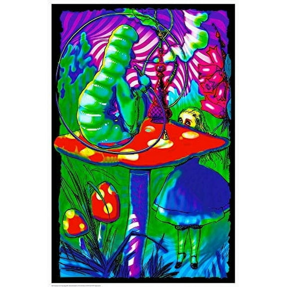 Psychedelic Alice in Wonderland - Laminated Non-Flocked Blacklight Reactive Poster 24.5 x 36.5 inch
