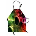 thumbnail image 1 of Psychedelic Apron Space Universe Cosmos Galaxy Nebula Stars and Planets in Trippy Tones Image, Unisex Kitchen Bib Apron with Adjustable Neck for Cooking Baking Gardening, Magenta Green, by Ambesonne, 1 of 3