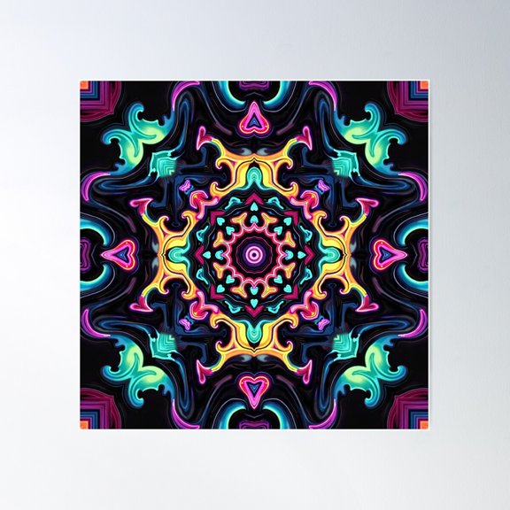 Psychedelic Argyle 21 Poster Wall Art, Modern Wall Decor For Living Room Bedroom, 24x24 UNFRAMED