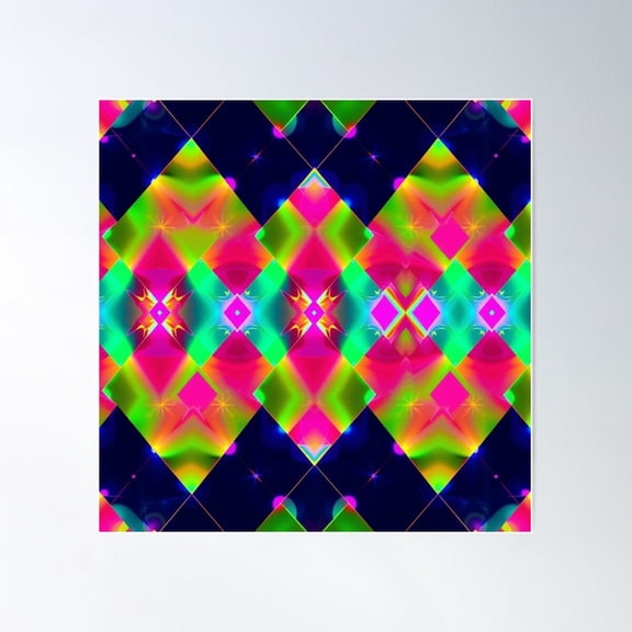 Psychedelic Argyle 7 Poster Wall Art, Modern Wall Decor For Living Room Bedroom, 30x30 UNFRAMED