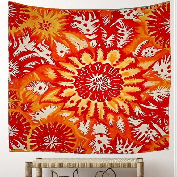 Psychedelic Art Ethnic Boho Decorative Tapestry for Dorm Office Kitchen Decorative Setbathroom Hand Office Tapestry Bastract Organic Shapes Spiral Tapestry Curtain 51x59 Inches