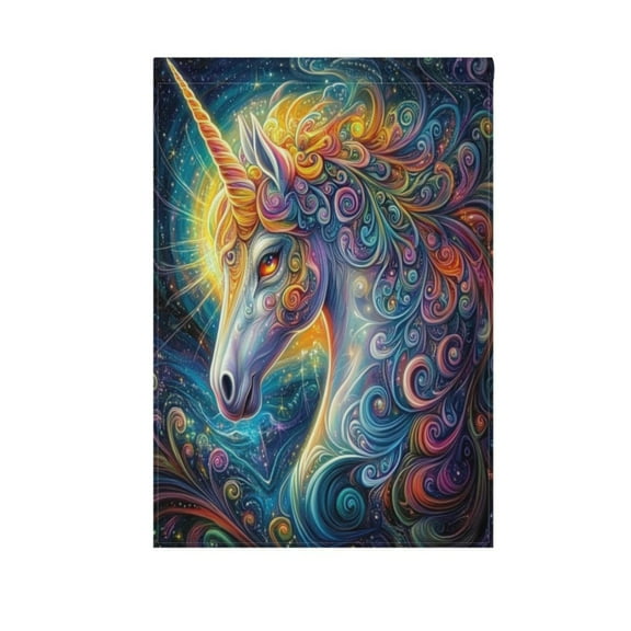 Psychedelic Art Unicorn Garden Flag Double Sided Outdoor Banners Yard Flags for Garden Home Holiday Decorations