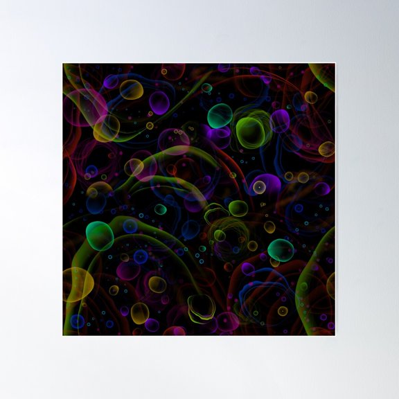 Psychedelic Bubbles Poster Wall Art, Modern Wall Decor For Living Room Bedroom, 30x30 UNFRAMED