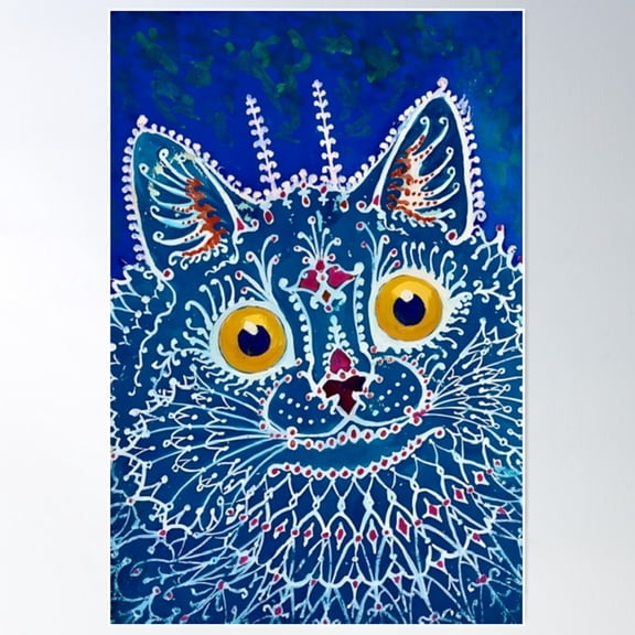 Psychedelic Cat By Louis Wain Poster Wall Art, Modern Wall Decor For Living Room Bedroom, 24x36 UNFRAMED