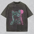 thumbnail image 1 of Psychedelic Cat Shirt Trippy Streetwear Vaporwave Aesthetic Unisex Tee Y2K Tshirt Rave Wear Weirdcore Gift for Him or Her, 1 of 5