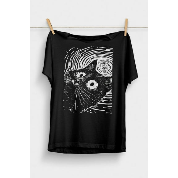 Psychedelic Cat T-Shirt, Weirdcore Aesthetic Apparel, Vaporwave Fashion, Trippy Alt Clothing, Grunge Clothes, Harajuku Punk Shirt, Rave Gear