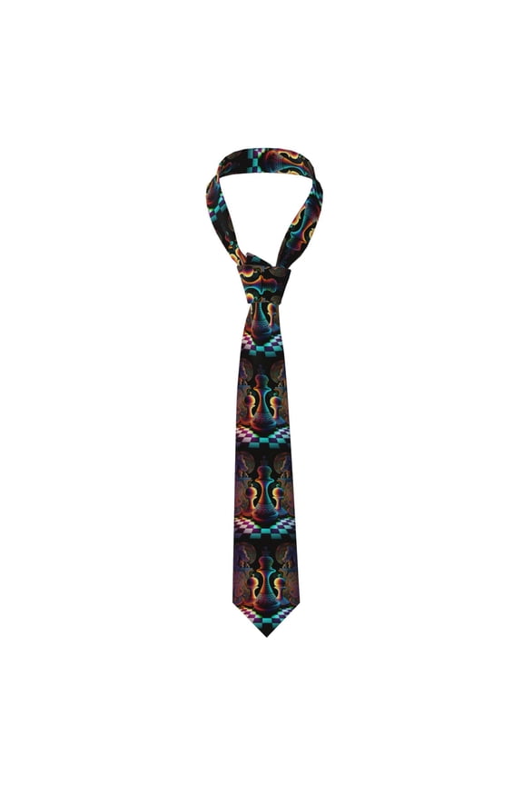 Psychedelic Chess Chessboard Art Men's Formal Necktie Business Suit Accessory Ties for Weddings Banquets Office Gift