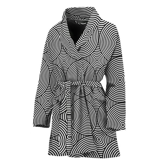 Psychedelic Circle Pattern Women Bathrobe One Size Univeral Fits, Psychedelic Fashion Lightweight Plush Fleece Long Robe For Women