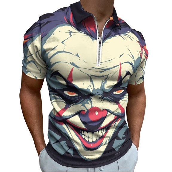 Psychedelic Clown Joker Men Zipper T-shirt Summer Casual Short Sleeve T-shirt Top